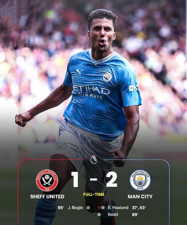 曼城客场-战胜谢菲联，稳居积分榜前列